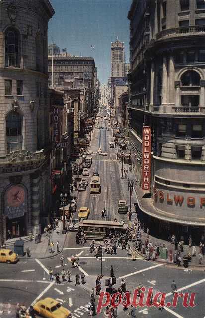 Powell Street San Francisco (SF)- vintage postcard | londie приколол(а) это к доске California Dreamin'