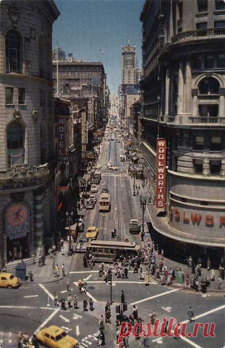 Powell Street San Francisco (SF)- vintage postcard | londie приколол(а) это к доске California Dreamin'