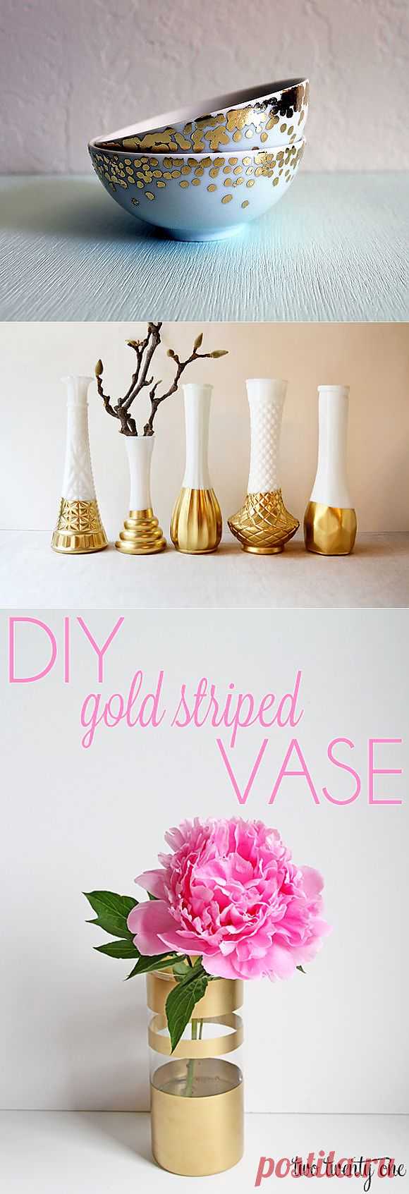 7 DIY проектов - позолоченная посуда