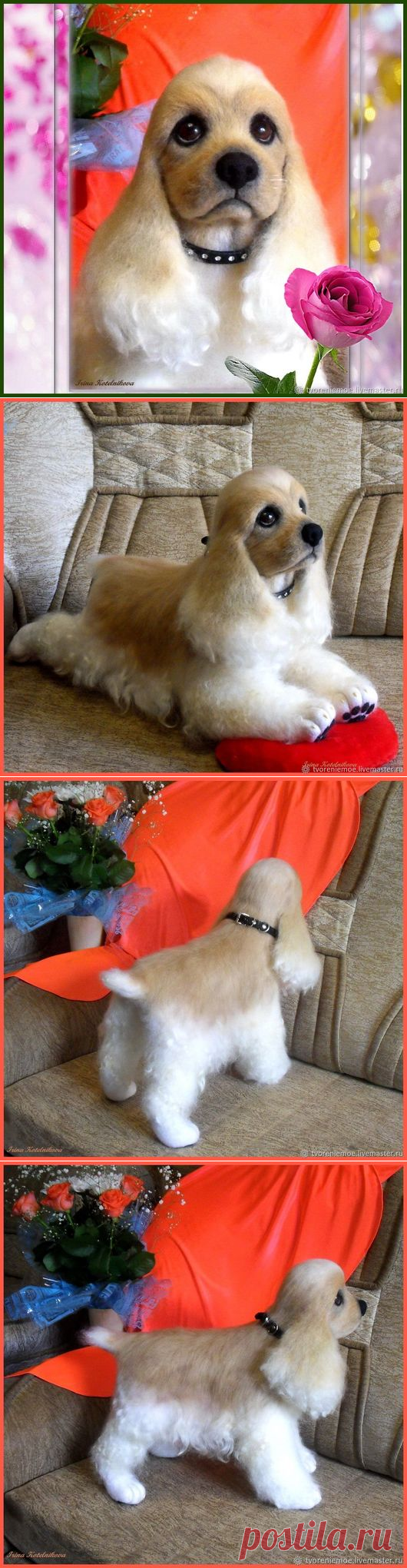 Купить Американский кокер-спаниель. - бежевый, спаниель, американский спаниель, кокер спаниель, войлочная скульптура