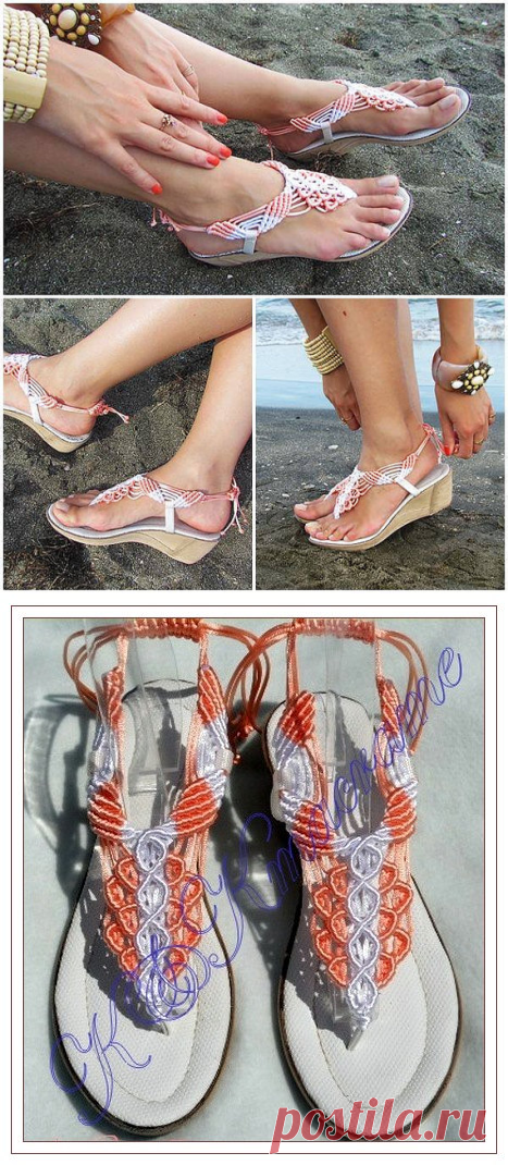 Macrame and Leather Sandal / macrame sandals / от KateNikolova