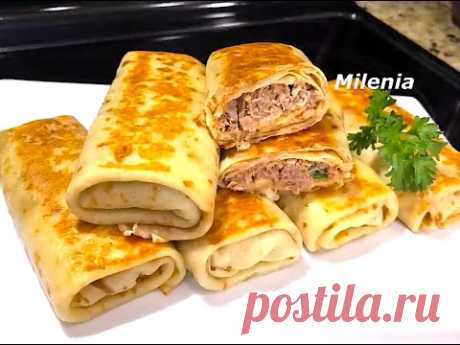 БЛИНЧИКИ С МЯСОМ Рецепт сочной нежной начинки из отварного мяса