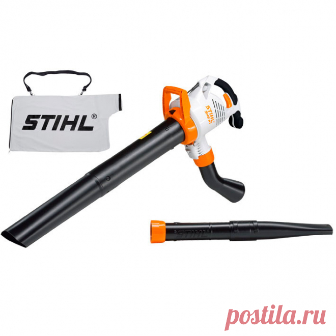 Электрический всасывающий измельчитель Stihl SHE 81 очень похож на простой пылесос по своему действию, только при всасывании весь мусор еще и перемалывается и попадает в мешок измельченным. Агрегат  предназначен для очистки больших площадей от листвы, травы и различного мусора (бумажного и даже пластикового).