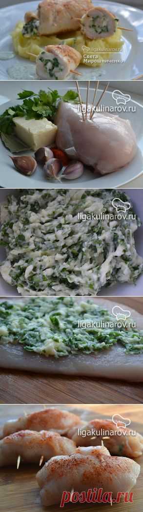 Рулет из куриного филе с чесноком и мягким сыром - рецепт пошаговый с фото от Лиги Кулинаров. Рецепт рулета из куриного филе с чесноком