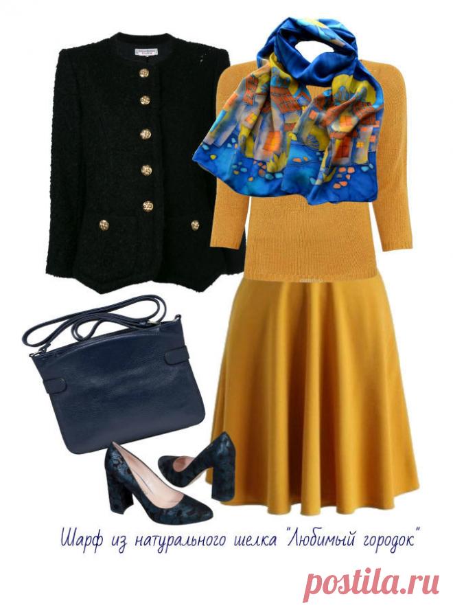 Шарф батик из крепдешина 