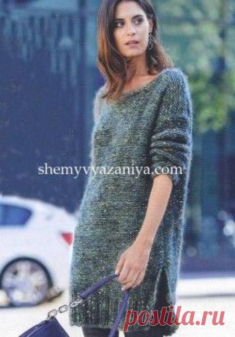 Длинный пуловер с глубоким вырезом на спине