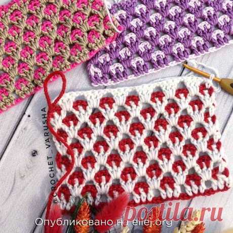 Интересный двухцветный узор и мотив • МК от crochet_varusha | Вязание крючком от Елены Кожухарь