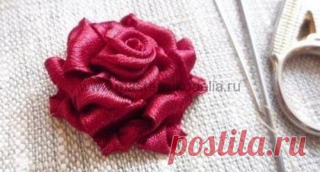 Вышивка лентами, роза. | Мастер-классы по рукоделию