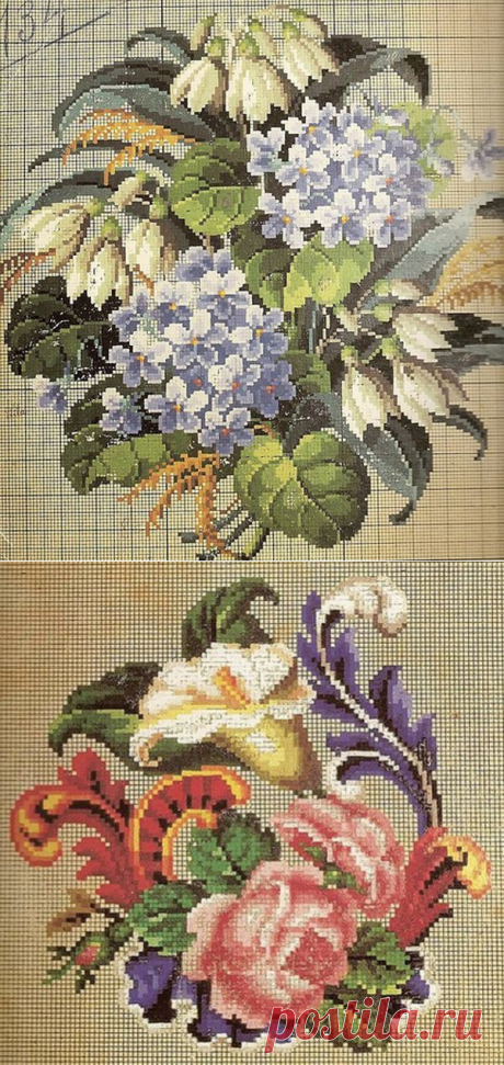 Тончайшая работа - очаровательная старинная вышивка в технике Petit Point