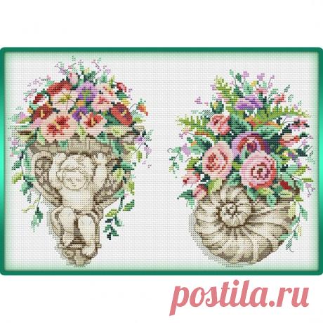 Стильная вышивка ангела и ракушки