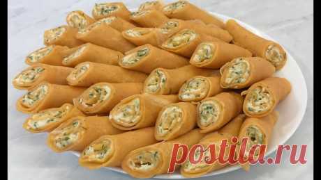 Пикантные Рулетики из БЛИНОВ на Закуску Очень Вкусно и Красиво!!! / Роллы из Блинов / Pancake Rolls Блины: - 500 мл. молока; - 2 яйца; - щепотка соли; - 35 г. сахара; - 200 г. муки. - 1 ч. л. с горкой молотой паприки; - 30 мл. растительного масла. Начинка: - 2 плавленых сырка (180 г.); - 2 яйца вареные вкрутую; - 2 зубчика чеснока; -...