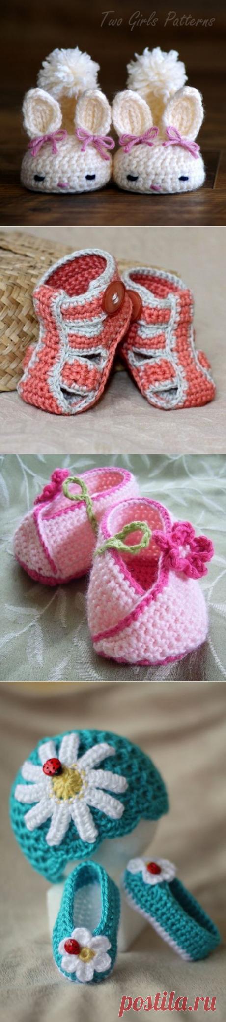 Идеи для вязаных туфелек.