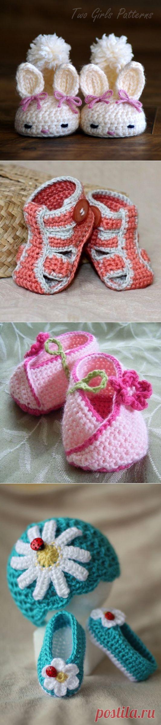 Идеи для вязаных туфелек.