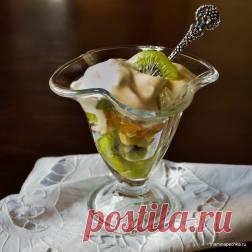 Фруктовый салат с зефирным кремом - пошаговый фото-рецепт