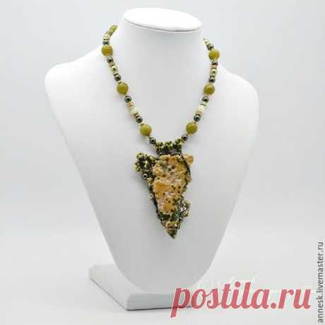 Купить Колье &quot;Плоскогорье. Стихия Земля&quot; - разноцветный, колье, бусы, подвеска, куллон, колье с камнями