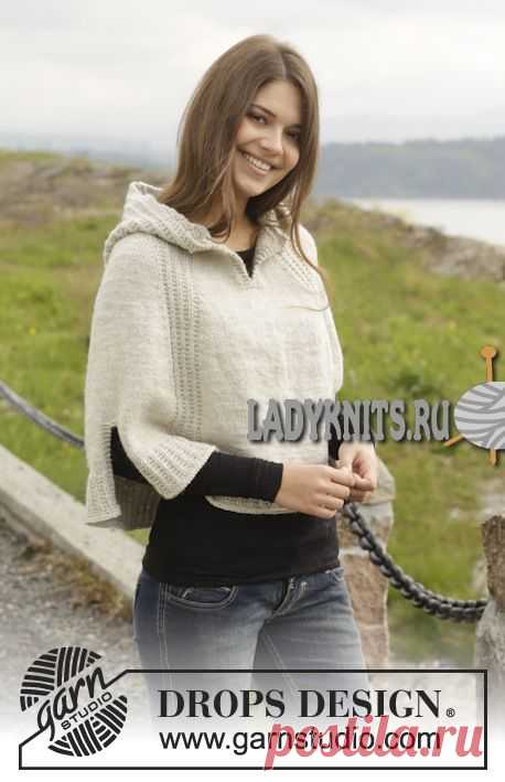 Модное пончо спицами «Осенняя прогулка» от Дропс