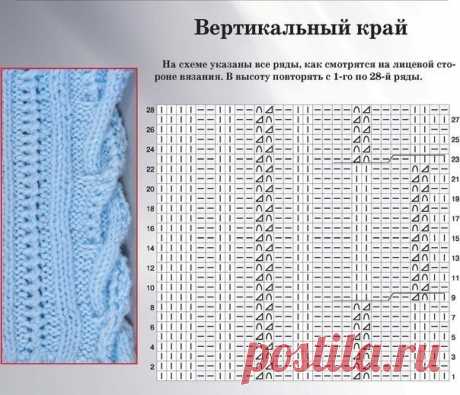 КРАСИВЫЙ ВЕРТИКАЛЬНЫЙ КРАЙ ИЗДЕЛИЯ ДЛЯ КАРДИГАНА,СНУДА И Т.Д.
