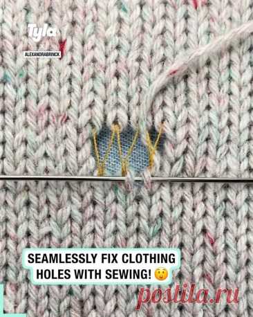 Пин содержит это изображение: DIY Clothing Repair With Sewing Knitting Embroidery