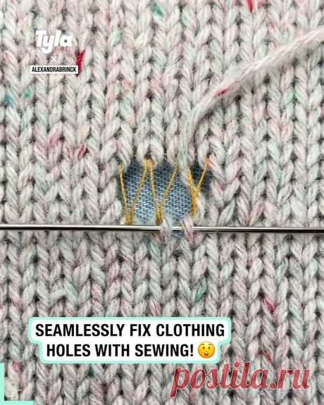 Пин содержит это изображение: DIY Clothing Repair With Sewing Knitting Embroidery