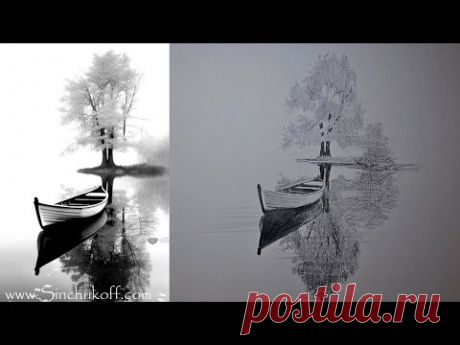 Как нарисовать пейзаж с лодкой как нарисовать пейзаж