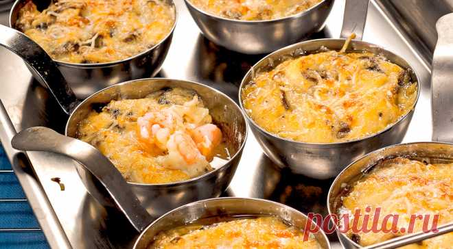 Жюльен с мидиями и креветками, пошаговый рецепт с фото