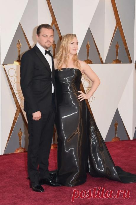 Леонардо Ди Каприо (Leonardo Di Caprio) и Кейт Уинслет (Kate Winslet) на церемонии Oscar 2016