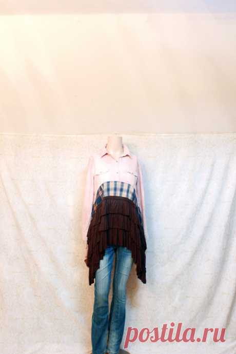 REVIVAL Women's Upcycled Boho Shirt Shabby Chic Country by REVIVAL