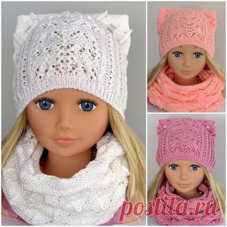 Ажурная шапочка с ушками .