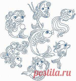 Advanced Embroidery Designs - Whimsical Fish Set.