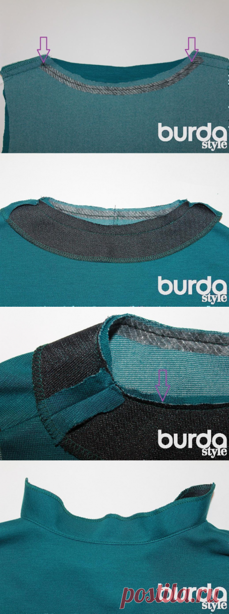 Обработка горловины подкройной обтачкой — Мастер-классы на BurdaStyle.ru
