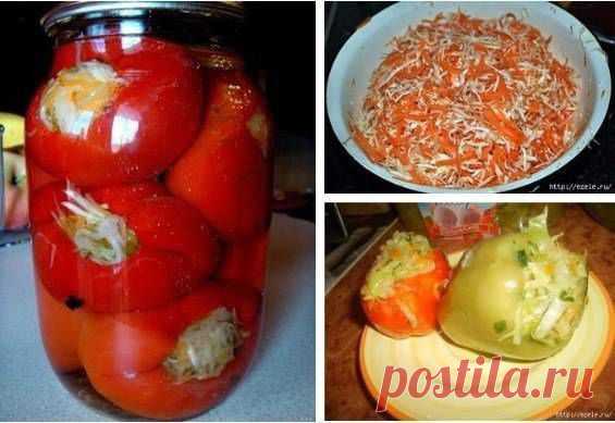 Перец фаршированный капустой на зиму