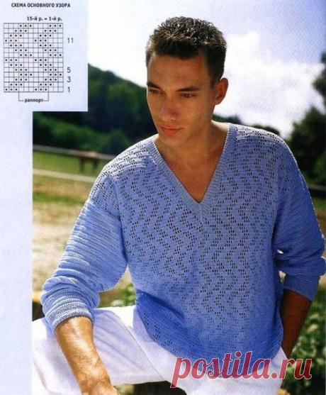 *Мужской полувер крючком - Все в ажуре... (вязание крючком) - Страна Мам