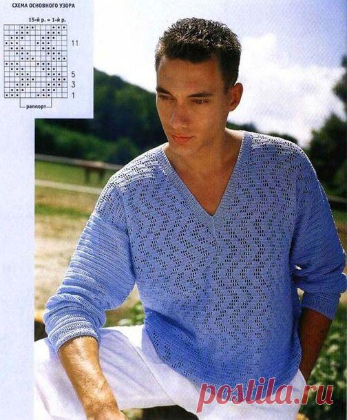 *Мужской полувер крючком - Все в ажуре... (вязание крючком) - Страна Мам