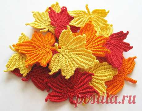 Простая схема вязания осенних листьев с описанием Полаговая схема вязания осенних листьев крючком. Амигуруми листья крючком. Вяжем осенние листочки своими руками. Идея для подделок крючком.