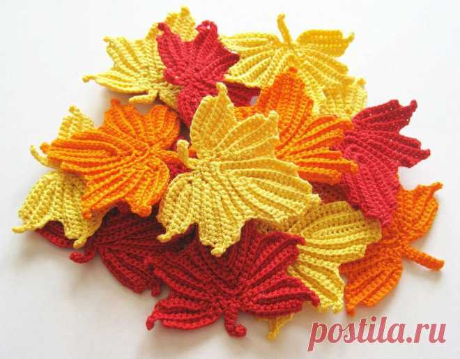 Простая схема вязания осенних листьев с описанием Полаговая схема вязания осенних листьев крючком. Амигуруми листья крючком. Вяжем осенние листочки своими руками. Идея для подделок крючком.