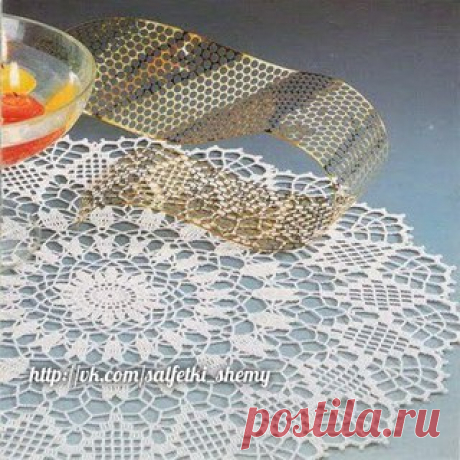 Белая салфетка.
#вязание_крючком #салфетки_крючком #схемы_крючком #crochet #knitting