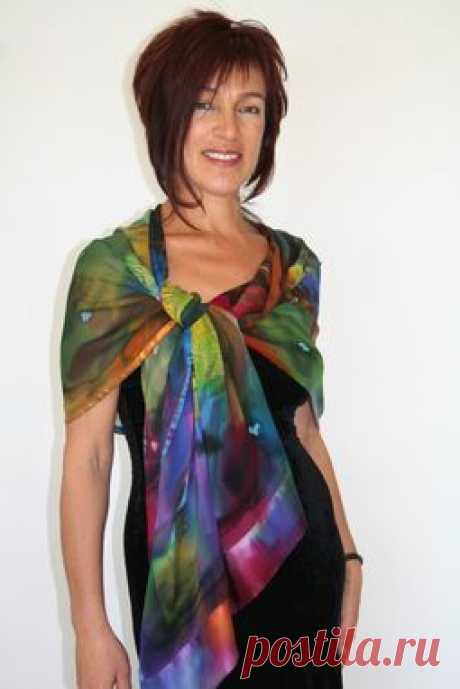Hand Crafted Hand Painted Scarf by Natasha's Silks | CustomMade.com