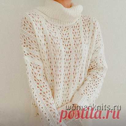 Великолепный ажурный джемпер спицами
Описание: http://womanknits.ru/vyazanie-dlya-zhenshchin/pulovery-svitera/velikolepnyj-azhurnyj-dzhemper-spicami