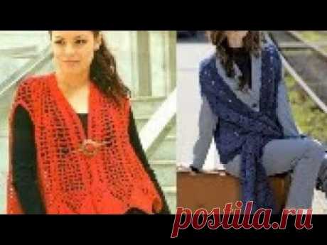 Модели женских жилеток, безрукавок крючком со схемами - Models of crocheted vests with diagrams