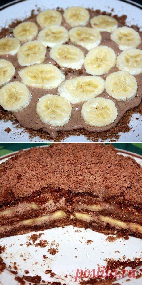 Как превратить полкило пряников в роскошный шоколадно-банановый торт