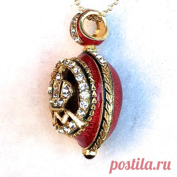 NECKLACE CROWN Guilloché blue enamel Faberge style | Etsy