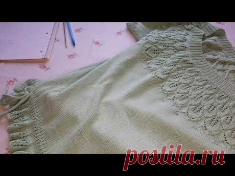 Попетельный МК кофточка с листиками и кулиской из Ализе Беллы