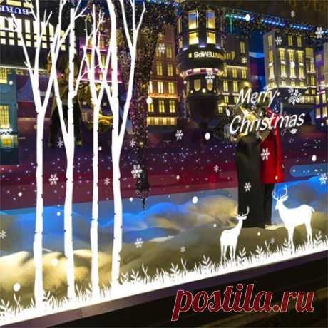 White Removable Merry Christmas Deer Window Door Diy Wall Stickers | RoseGal.com