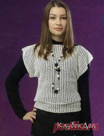 Белая ажурная кофточка-сетка крючком. Вязаная кофта для женщин с описанием для начинающих