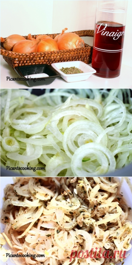 Маринованный лук с травами к мясу.