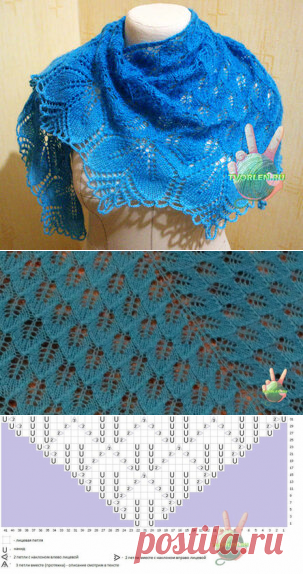 Красивая кружевная шаль харуни спицами — описание вязания по схеме