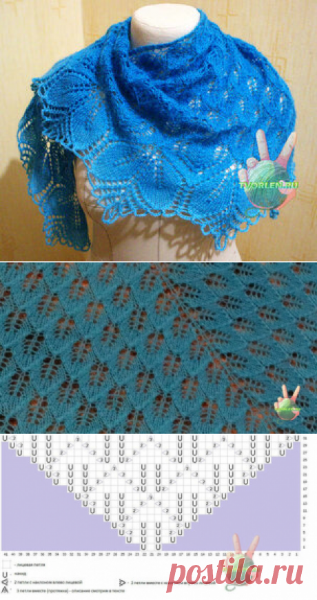 Красивая кружевная шаль харуни спицами — описание вязания по схеме