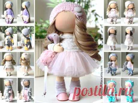 Fabric Cloth Doll - Textile Art Doll - Bambole Rag Doll - Muñecas Pink Doll - Handmade Tilda Doll - Stoffpuppe Poupée - Nursery Doll Yulia K Hello, dear visitors!  This is handmade textile doll created by Master Yulia K. (Sochi, Russia). All dolls stated on the photo are mady by artist Yulia K. You can find them in our shop searching by artist name: https://www.etsy.com/shop/AnnKirillartPlace?ref=hdr&search_query=yulia+k  Doll is 30 cm