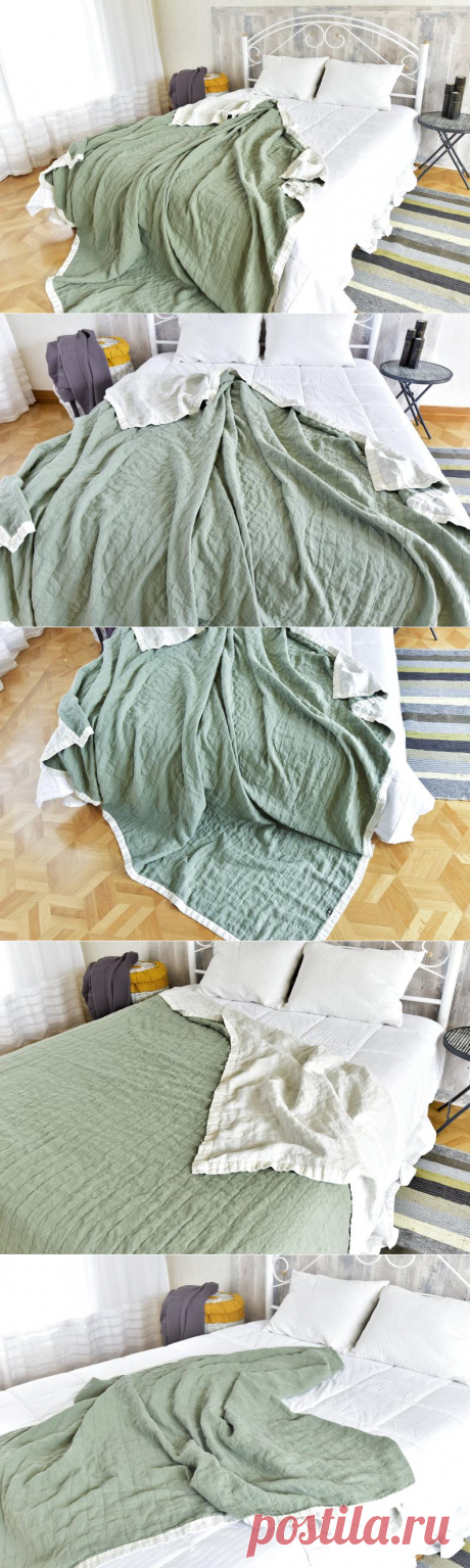 SUMMER Linen Organic Blanket Flax King Size Quilt StoneWashed | Etsy
