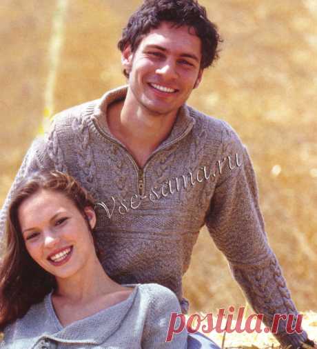 Свитер меланж бело-серый. Описание, схема и выкройка